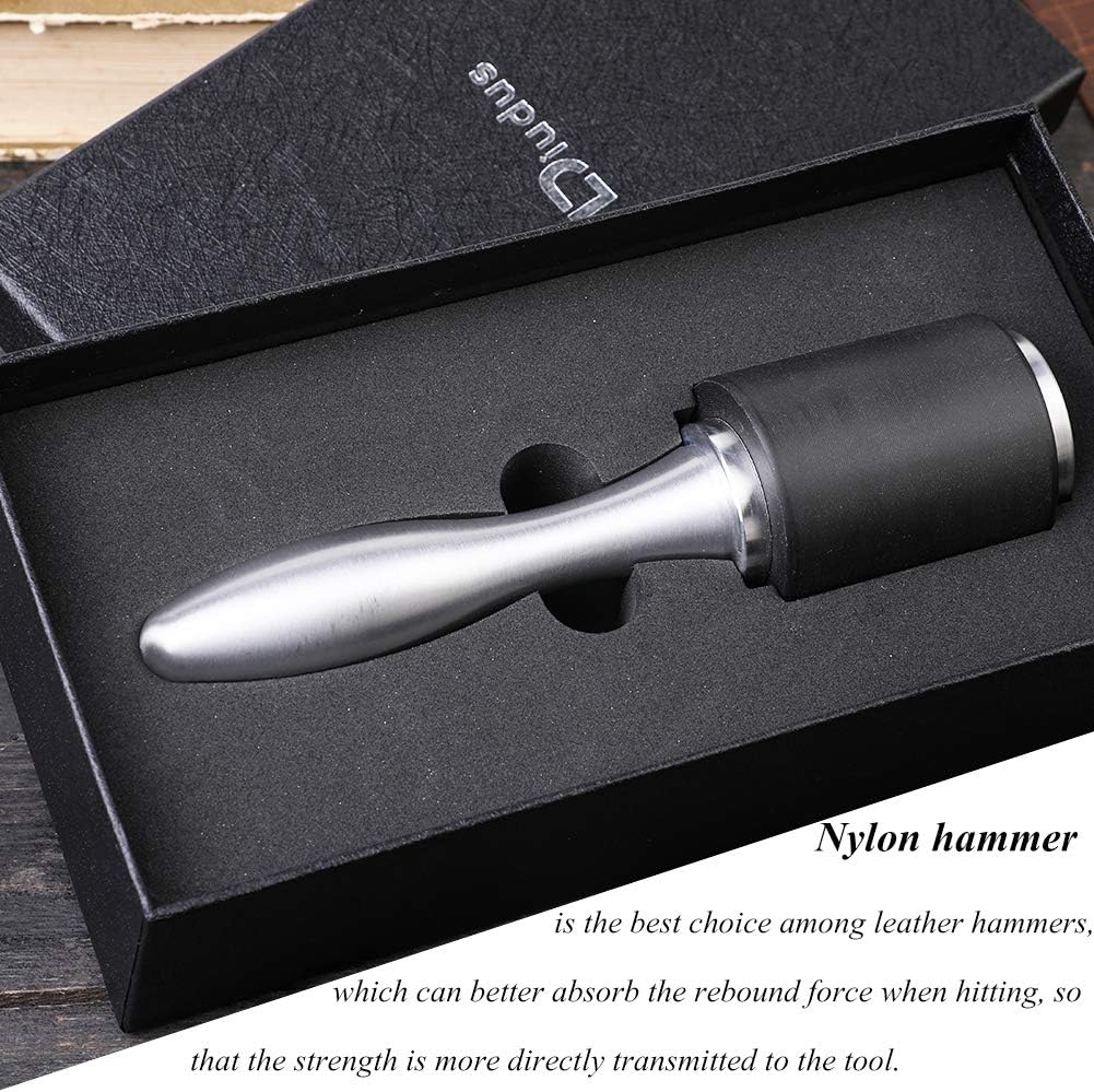 Leather Hammer Leather Mallet Craft Leather Carving Hammer Leather Maul for Stamping Tool Black Nylon Head Mallet for Leatherwork with Comfortable Handle for Handmade Project