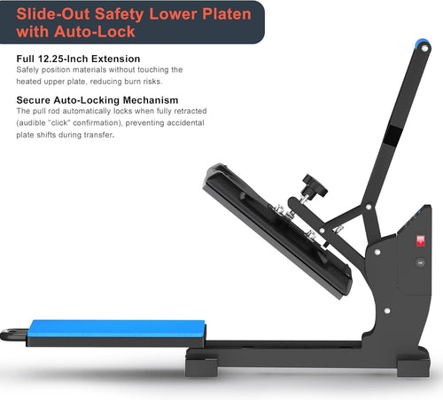 15" X 15" Slide Out (12.25") Heat Press Machine for T Shirts, Clamshell Pull Out Lower Platen, Industrial-Quality Digital Sublimation Printer for Heat Transfer Vinyl