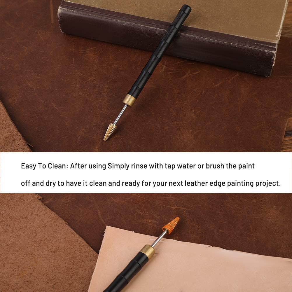 Leather Edge Dye Pen, Wood Handle Stainless Steel Top Edge Dye Roller Oil Pen Belt Finisher Leather DIY Craft