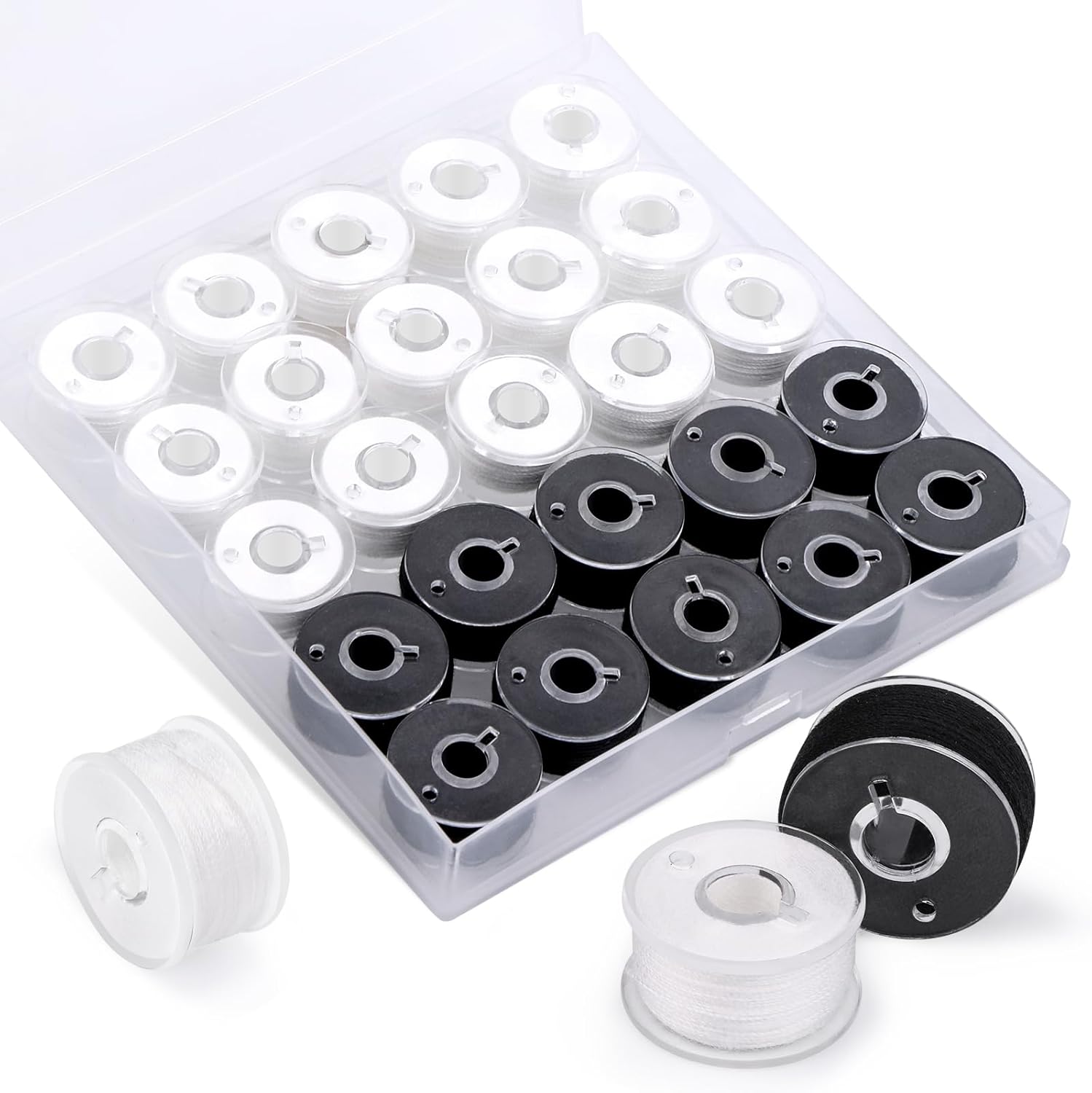 56Pcs White Thread for Sewing, Embroidery Bobbins, Prewound Bobbins Thread Size a SA156 Sewing Machine Threads Set for Embroidery and Sewing Machines DIY 50Yds/Spool