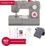 SINGER Heavy Duty 4432 (Grey) High Speed Sewing Machine +Accessory Kit | 32 Built-In Stitches Deliver 110 Stitch Applications | 50% More Power for Thick Fabrics, 1100 Stitches/Min, 1-Step Buttonhole