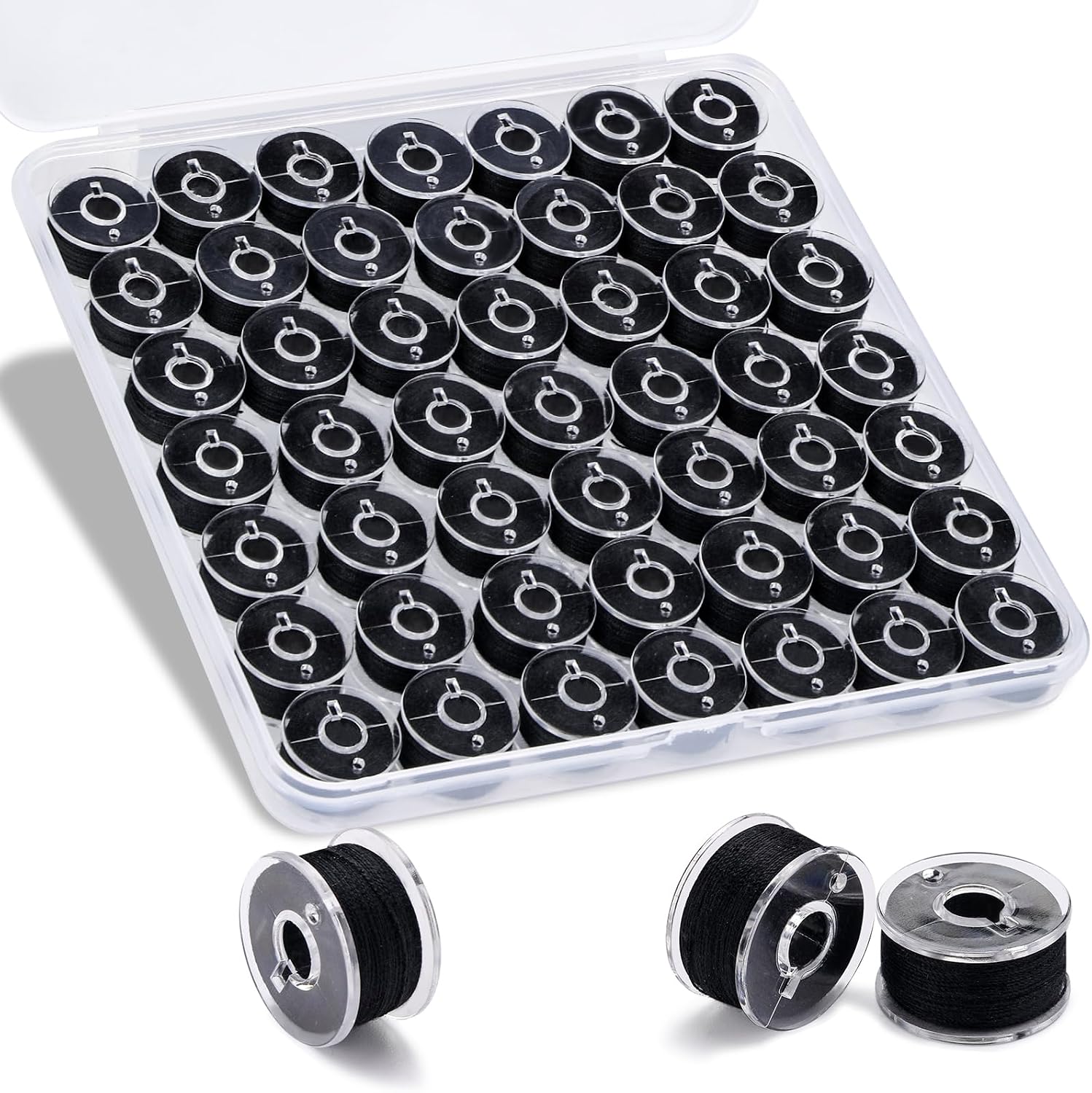 56Pcs White Thread for Sewing, Embroidery Bobbins, Prewound Bobbins Thread Size a SA156 Sewing Machine Threads Set for Embroidery and Sewing Machines DIY 50Yds/Spool