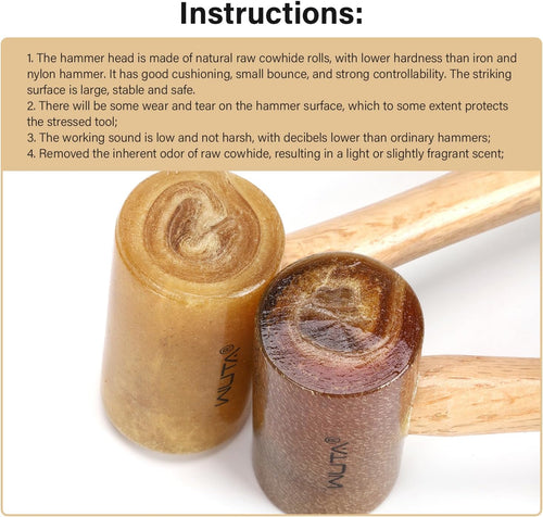 Rawhide Mallet Cobbler Hammer Leather Hammer Rawhide-Head for Stamping Jewelry Leather Worker Craft Tool 48Mm