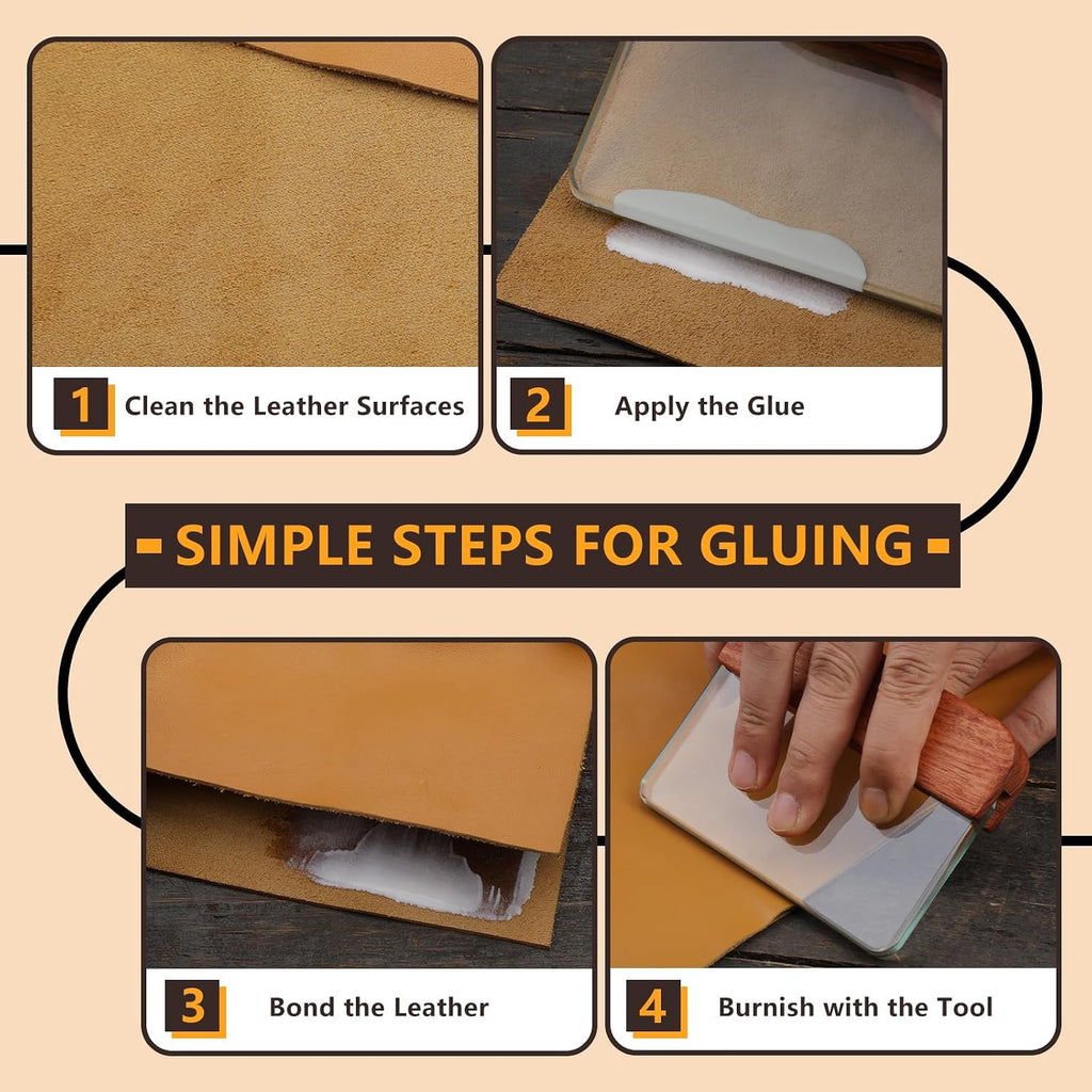 Leathercraft Glass Slicker for Burnishing Leather Leather Burnishing Tool with Brazilian Rosewood Handle Leather Working Tools Professional Leather Block Smoothing Tool