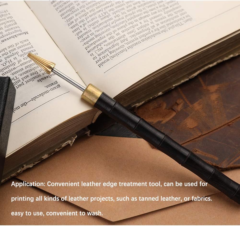 Leather Edge Dye Pen, Wood Handle Stainless Steel Top Edge Dye Roller Oil Pen Belt Finisher Leather DIY Craft