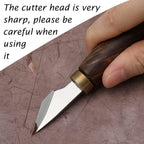 Leather Cutting Knife, Bevel Head Leather Skiving Knife with Smooth Rosewood Handle, Leatherworking Tools Beveler for DIY Leathercraft Forging Cutting