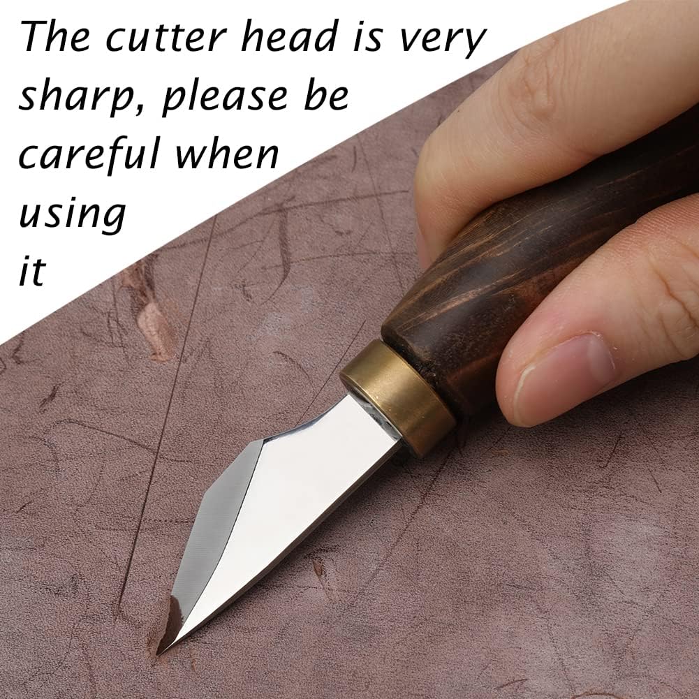 Leather Cutting Knife, Bevel Head Leather Skiving Knife with Smooth Rosewood Handle, Leatherworking Tools Beveler for DIY Leathercraft Forging Cutting