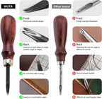Leather Edge Bevelers, 4Pc High Carbon Steel Edge Skiving Set, Wood Hand Edge Bevelers, Leather Craft Keen Edge Cutting for Beveling (0.8Mm+1Mm+1.2Mm+1.4Mm)