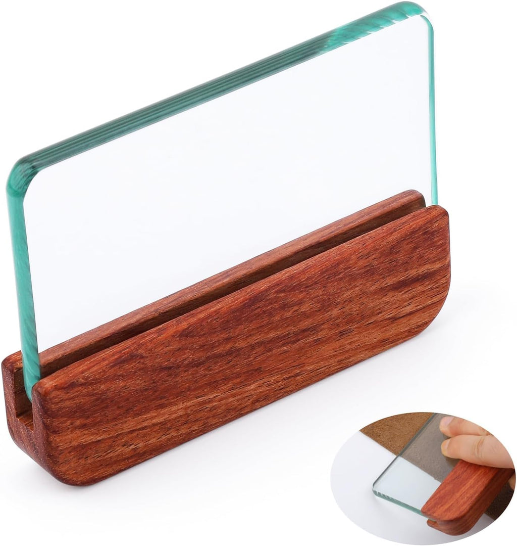 Leathercraft Glass Slicker for Burnishing Leather Leather Burnishing Tool with Brazilian Rosewood Handle Leather Working Tools Professional Leather Block Smoothing Tool