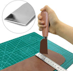 Leathercraft Knife - Leather Skiving Knife, Leather Working Tools with Wooden Handle Easy Trimming & Edge Skiving Leathercraft Craft Tool for Diy(Natural Color)