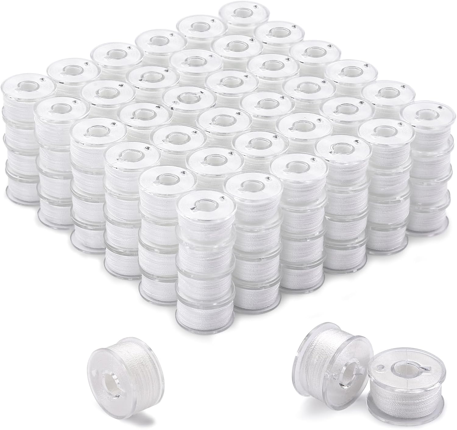 56Pcs White Thread for Sewing, Embroidery Bobbins, Prewound Bobbins Thread Size a SA156 Sewing Machine Threads Set for Embroidery and Sewing Machines DIY 50Yds/Spool