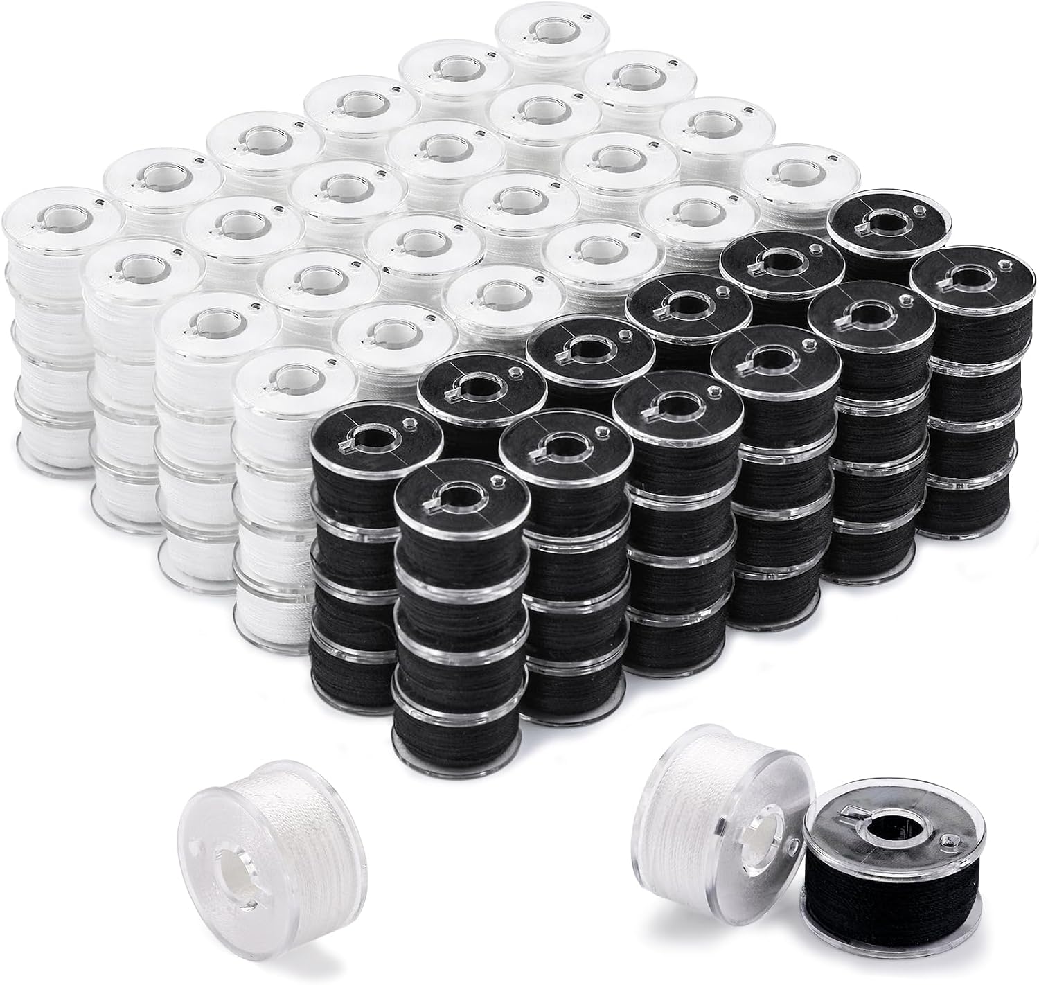 56Pcs White Thread for Sewing, Embroidery Bobbins, Prewound Bobbins Thread Size a SA156 Sewing Machine Threads Set for Embroidery and Sewing Machines DIY 50Yds/Spool