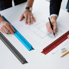 Architectural Scale Ruler: 12" Imperial Aluminum Alloy Metal Architecture Measuring Tools, Engineering Drafting Construction Drawing Blueprints Triangular Architect Scaling Rulers 12 Inches