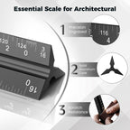 Architectural Scale Ruler: 12" Imperial Aluminum Alloy Metal Architecture Measuring Tools, Engineering Drafting Construction Drawing Blueprints Triangular Architect Scaling Rulers 12 Inches