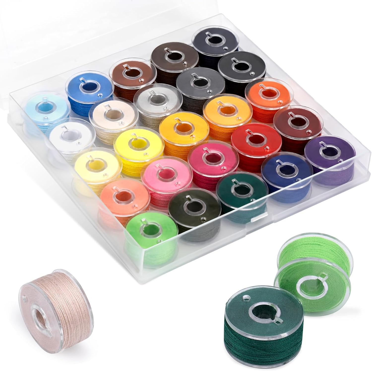 56Pcs White Thread for Sewing, Embroidery Bobbins, Prewound Bobbins Thread Size a SA156 Sewing Machine Threads Set for Embroidery and Sewing Machines DIY 50Yds/Spool