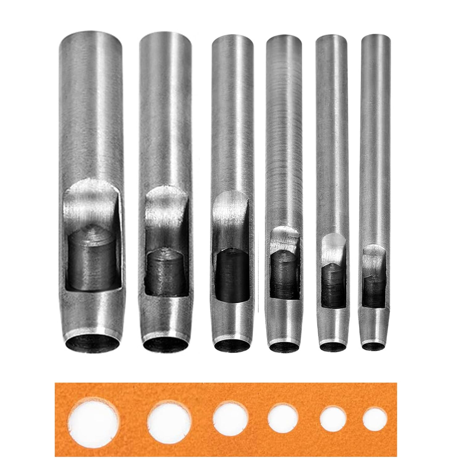7Pcs Hollow Punch Leather Hole Cutter 0.5Mm-5Mm round Punch Tool Set,Leathercraft Working Kit for Watch Band, Fabric, Plastics, Gasket Belt
