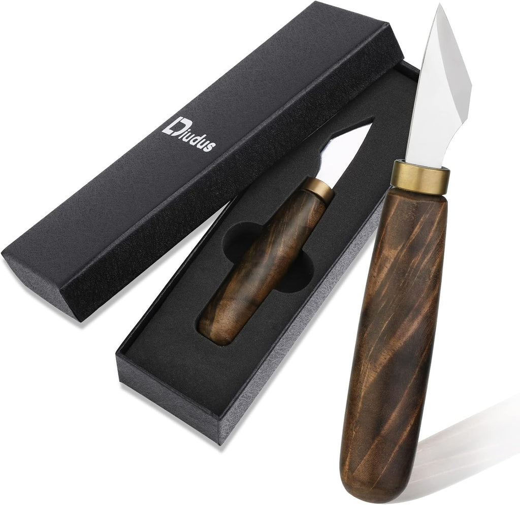 Leather Cutting Knife, Bevel Head Leather Skiving Knife with Smooth Rosewood Handle, Leatherworking Tools Beveler for DIY Leathercraft Forging Cutting