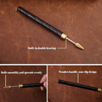 Leather Edge Dye Pen, Wood Handle Stainless Steel Top Edge Dye Roller Oil Pen Belt Finisher Leather DIY Craft