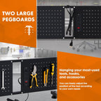 48 Inch Adjustable Height Workbench, 1500 LBS Capacity Garage Work Table with Power Outlets, USB Ports & Pegboard, Solid Wood Top Work Bench for Workshop, Office, Garage