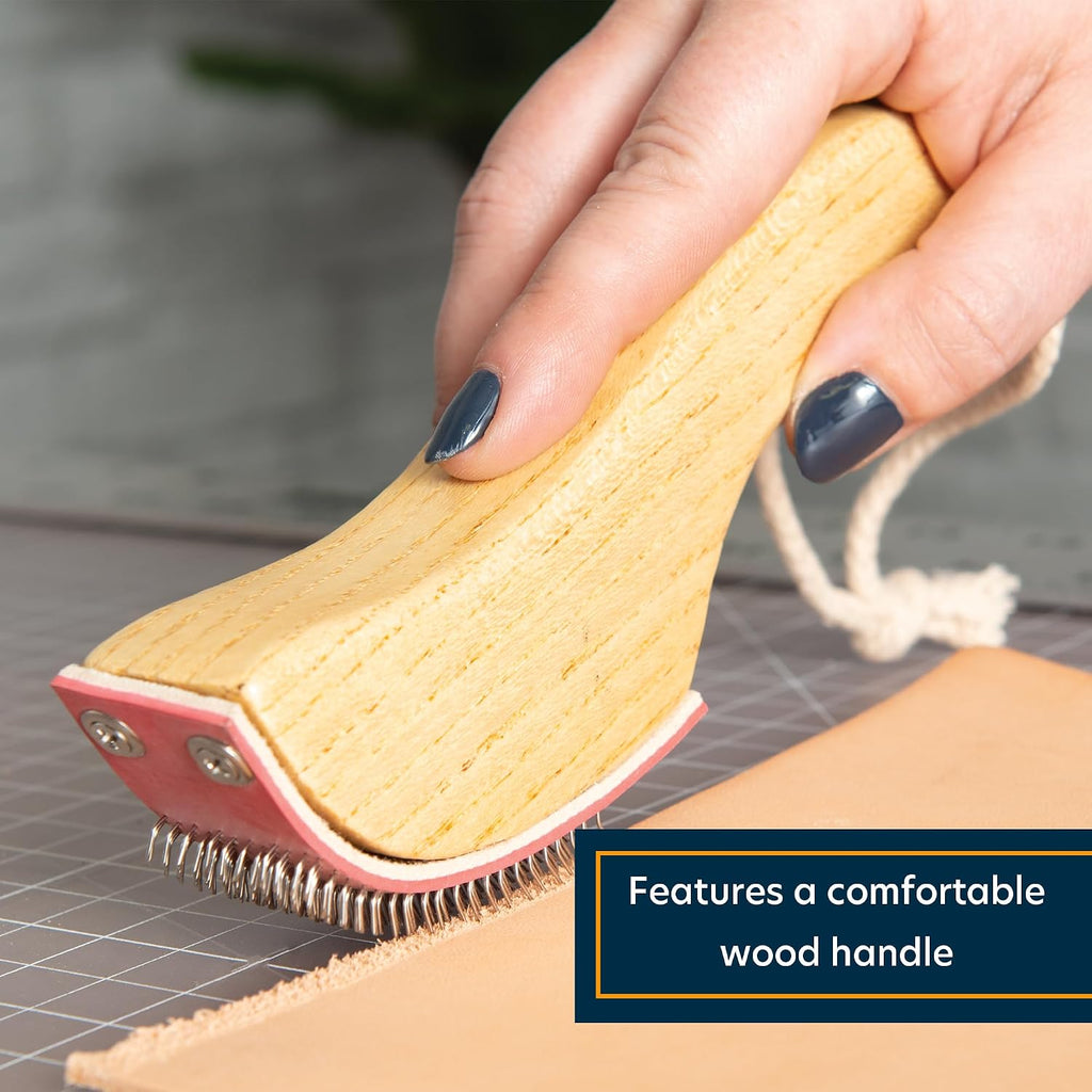 Weaver Leather Supply Hand Leather Rougher with Wood Handle, 8”, Rougher Gear with Replaceable Pad, Leatherworking Tools for Adhesive Bonding Projects