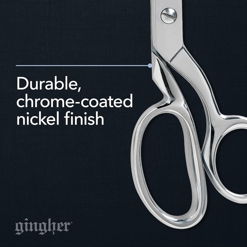 8" Dressmaker'S Fabric Scissors, Stainless Steel Shears, Sharp Knife Edge Steel Sewing Shears with Protective Sheath for Fabric Cutting and Tailoring, Chrome Plated Nickel Finish