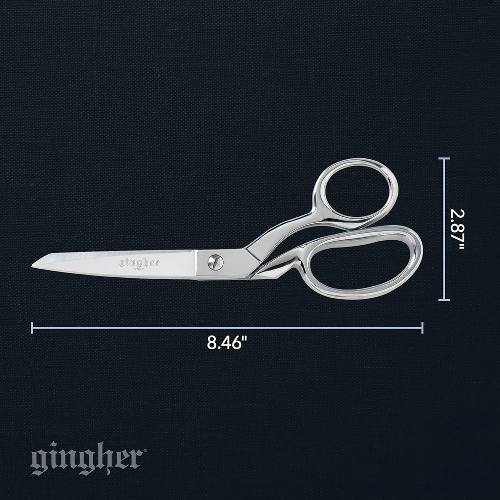 8" Dressmaker'S Fabric Scissors, Stainless Steel Shears, Sharp Knife Edge Steel Sewing Shears with Protective Sheath for Fabric Cutting and Tailoring, Chrome Plated Nickel Finish