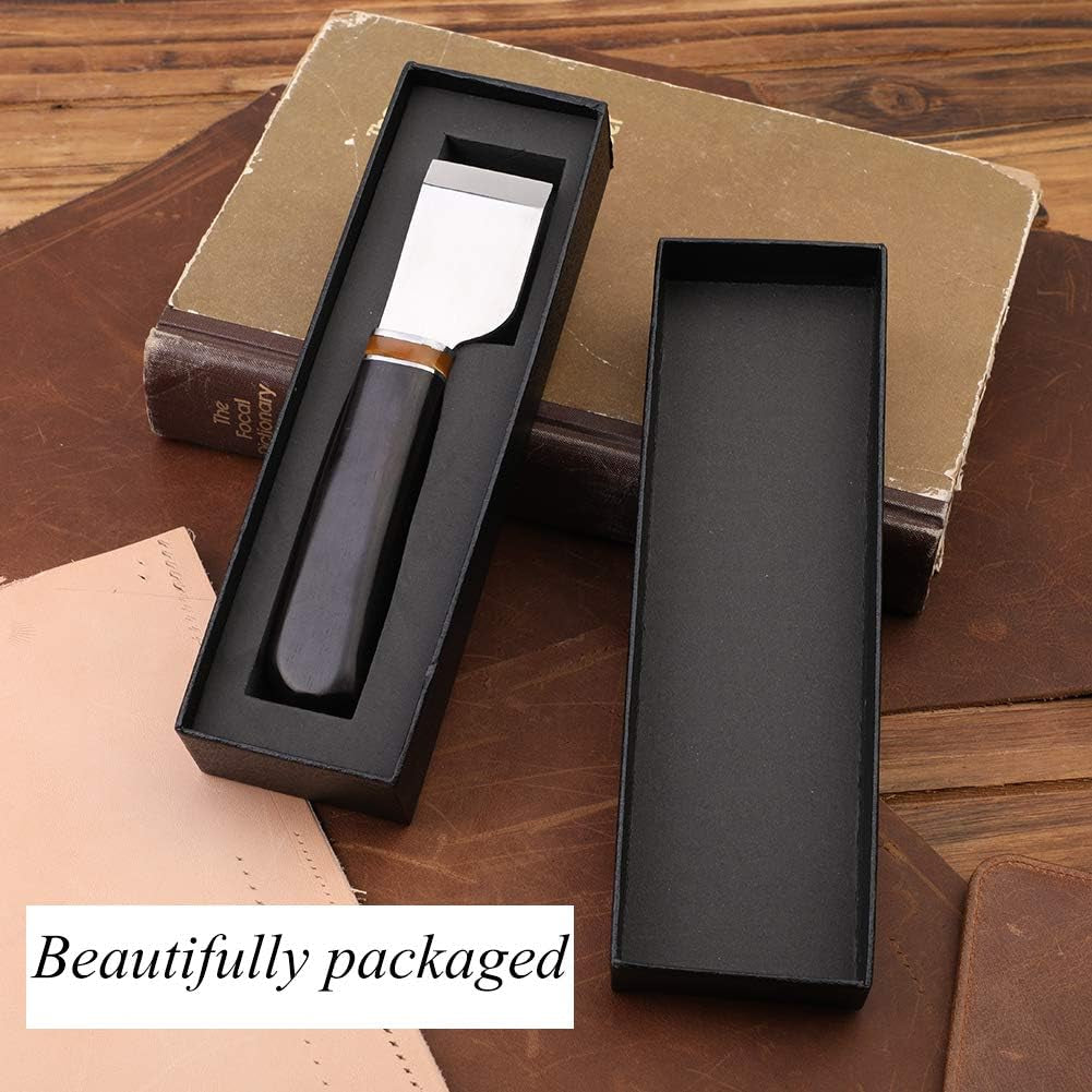 Leather Cutting Knife, Leather Skiving Knife with Wooden Handle Exquisite Package, Leatherworking Craft Cutting Hand Tool