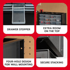 24-Drawer Plastic Storage Organizer, Made in USA, Teacher Toolbox, Multi Drawer Cabinet for Garage Tools Beads Balloons Building Bricks Crafts Stickers Small Business Scrapbook Art, Black
