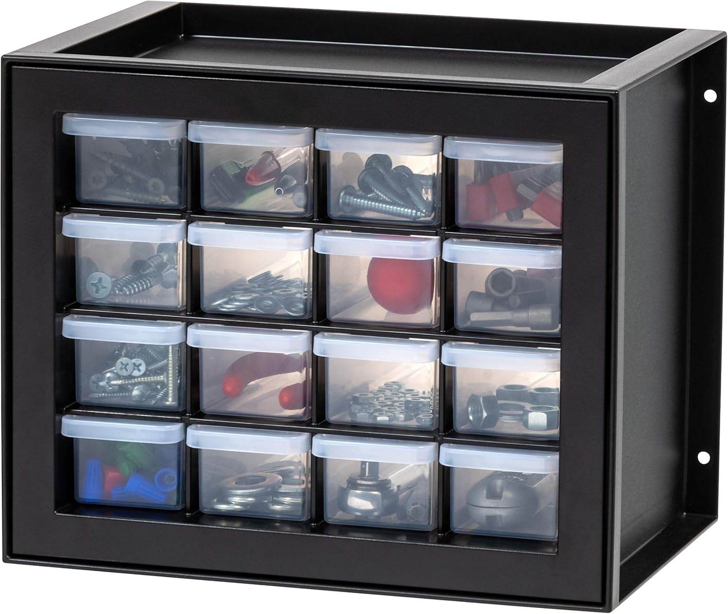 24-Drawer Plastic Storage Organizer, Made in USA, Teacher Toolbox, Multi Drawer Cabinet for Garage Tools Beads Balloons Building Bricks Crafts Stickers Small Business Scrapbook Art, Black
