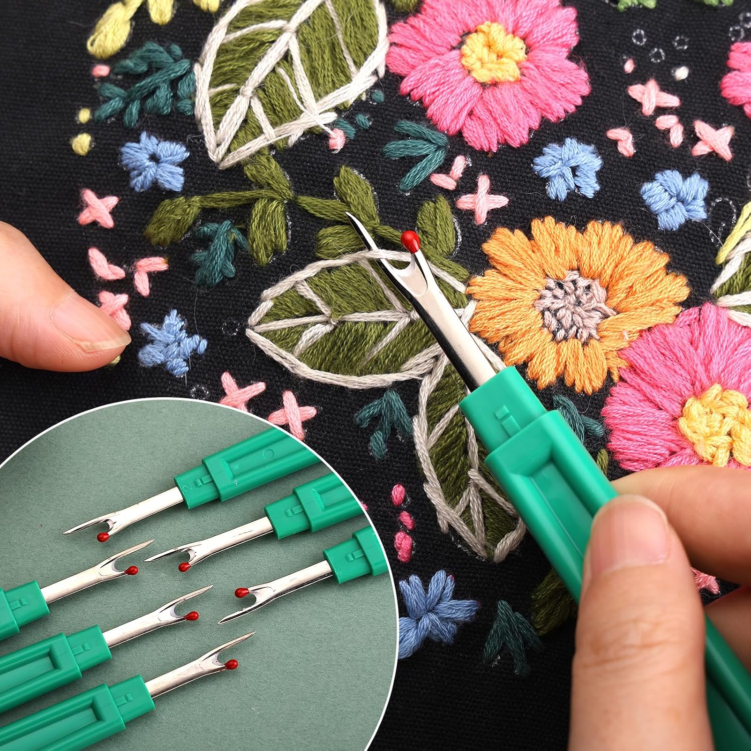 6 PCS Seam Ripper Set, Ergonomic Grip Seam Ripper, Green Seam Ripper for Sewing Crafting and Removing Embroidery Hems and Seams (Green)