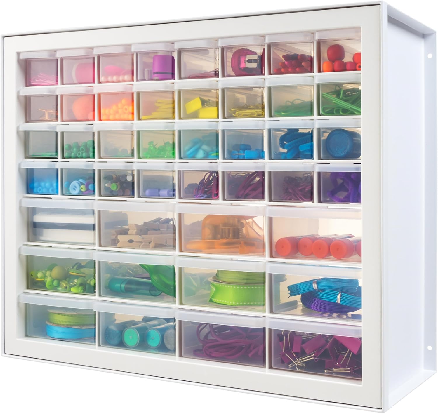 24-Drawer Plastic Storage Organizer, Made in USA, Teacher Toolbox, Multi Drawer Cabinet for Garage Tools Beads Balloons Building Bricks Crafts Stickers Small Business Scrapbook Art, Black