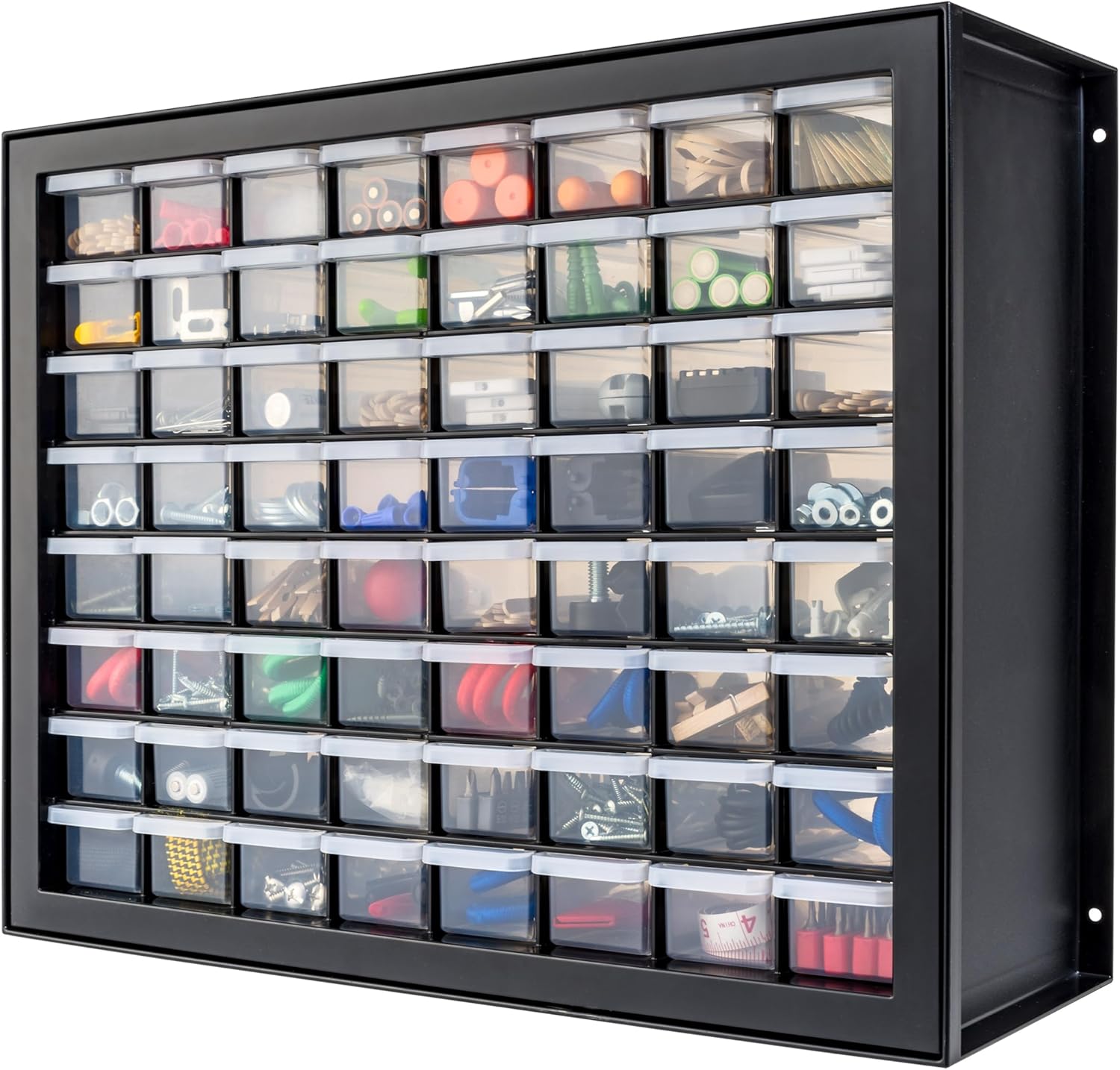 24-Drawer Plastic Storage Organizer, Made in USA, Teacher Toolbox, Multi Drawer Cabinet for Garage Tools Beads Balloons Building Bricks Crafts Stickers Small Business Scrapbook Art, Black