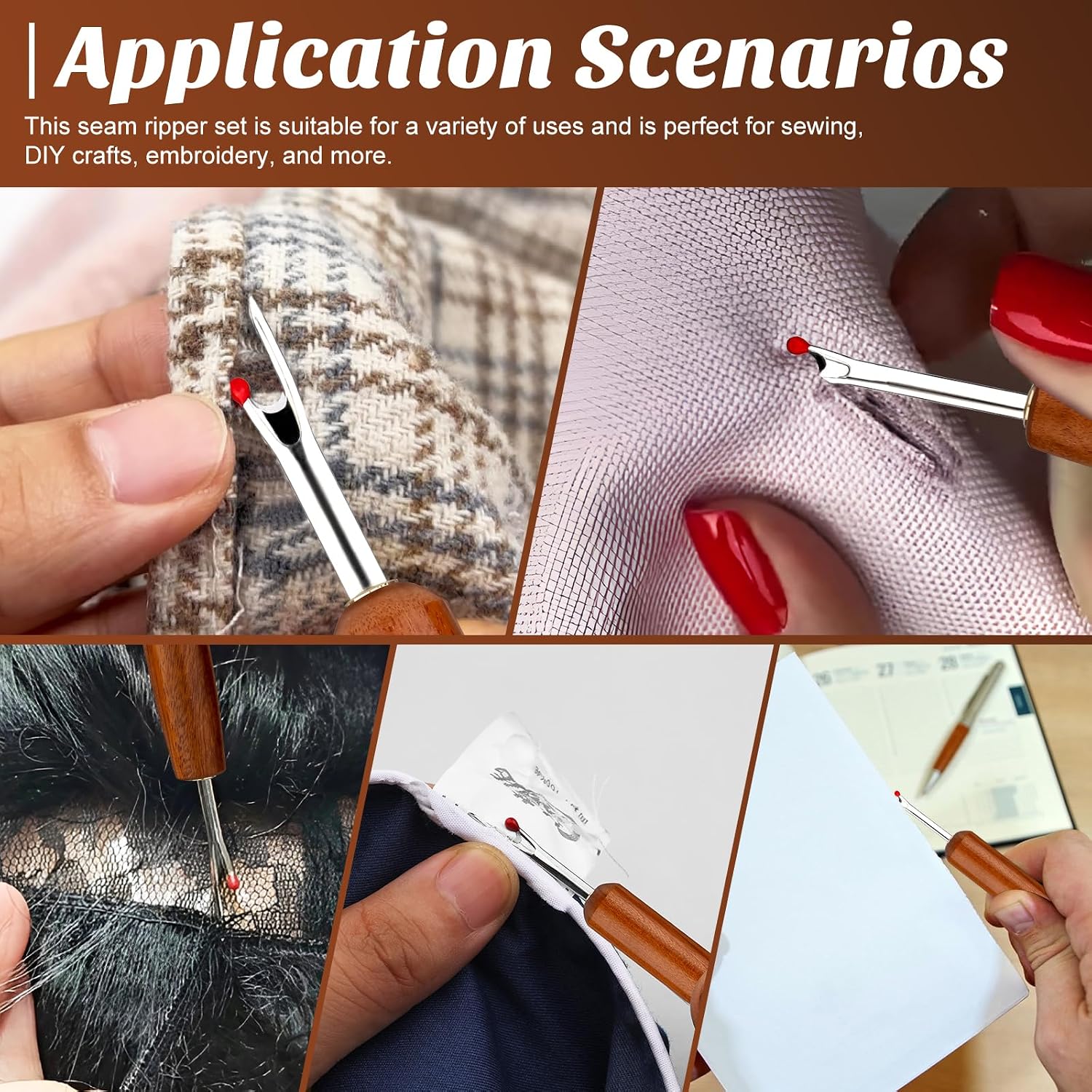 Seam Ripper, Seam Rippers for Sewing, Remove Stitches with Wood Handle for Sewing and DIY Craft(Big)