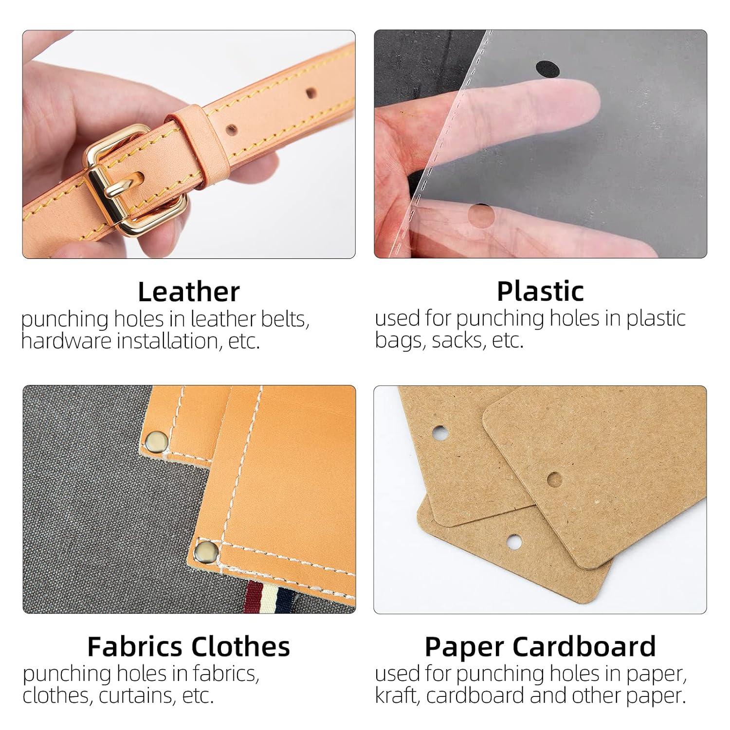 Leather Punches round Hole Puncher Plating Titanium Hollow Punching Tool Working for Watch Band, Fabric, Plastic 1+1.5+2+3+4+5Mm (6Pcs)