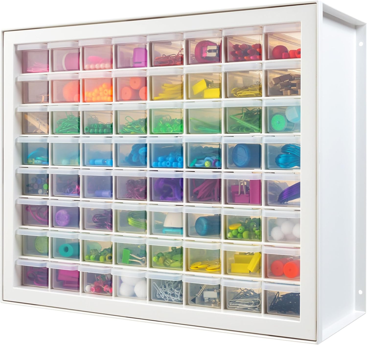 24-Drawer Plastic Storage Organizer, Made in USA, Teacher Toolbox, Multi Drawer Cabinet for Garage Tools Beads Balloons Building Bricks Crafts Stickers Small Business Scrapbook Art, Black