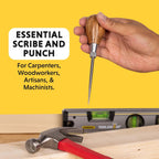 Scratch Awl Tool with Hardwood Handle - Scribe, Layout Work, & Piercing Wood - Alloy Steel Blade