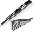 Utility Knife Retractable with 10PCS Snap off Blades, Stainless Steel Shell with Non-Slip Handle Box Cutter for Cardboard, Boxes and Cartons