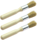 Glue Brush Set,3 Pack Professional Narural Wooden round Glue Wax Brush for Paint Bookblinding Furniture,Super Wax Brush Chalk Paint for Little Project (3 Pack)