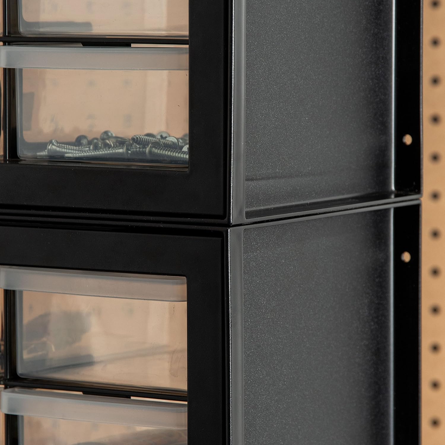 24-Drawer Plastic Storage Organizer, Made in USA, Teacher Toolbox, Multi Drawer Cabinet for Garage Tools Beads Balloons Building Bricks Crafts Stickers Small Business Scrapbook Art, Black