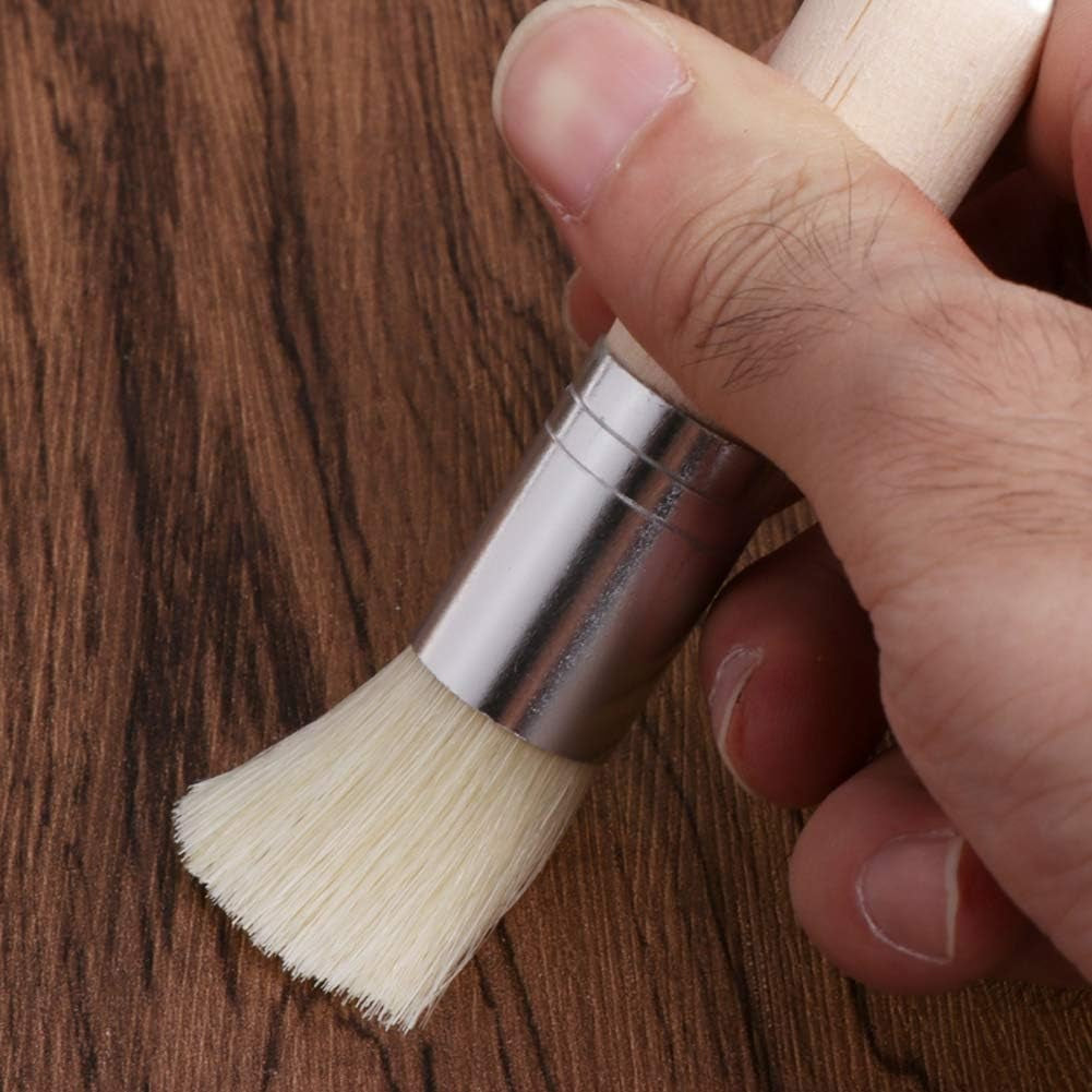 Glue Brush Set,3 Pack Professional Narural Wooden round Glue Wax Brush for Paint Bookblinding Furniture,Super Wax Brush Chalk Paint for Little Project (3 Pack)