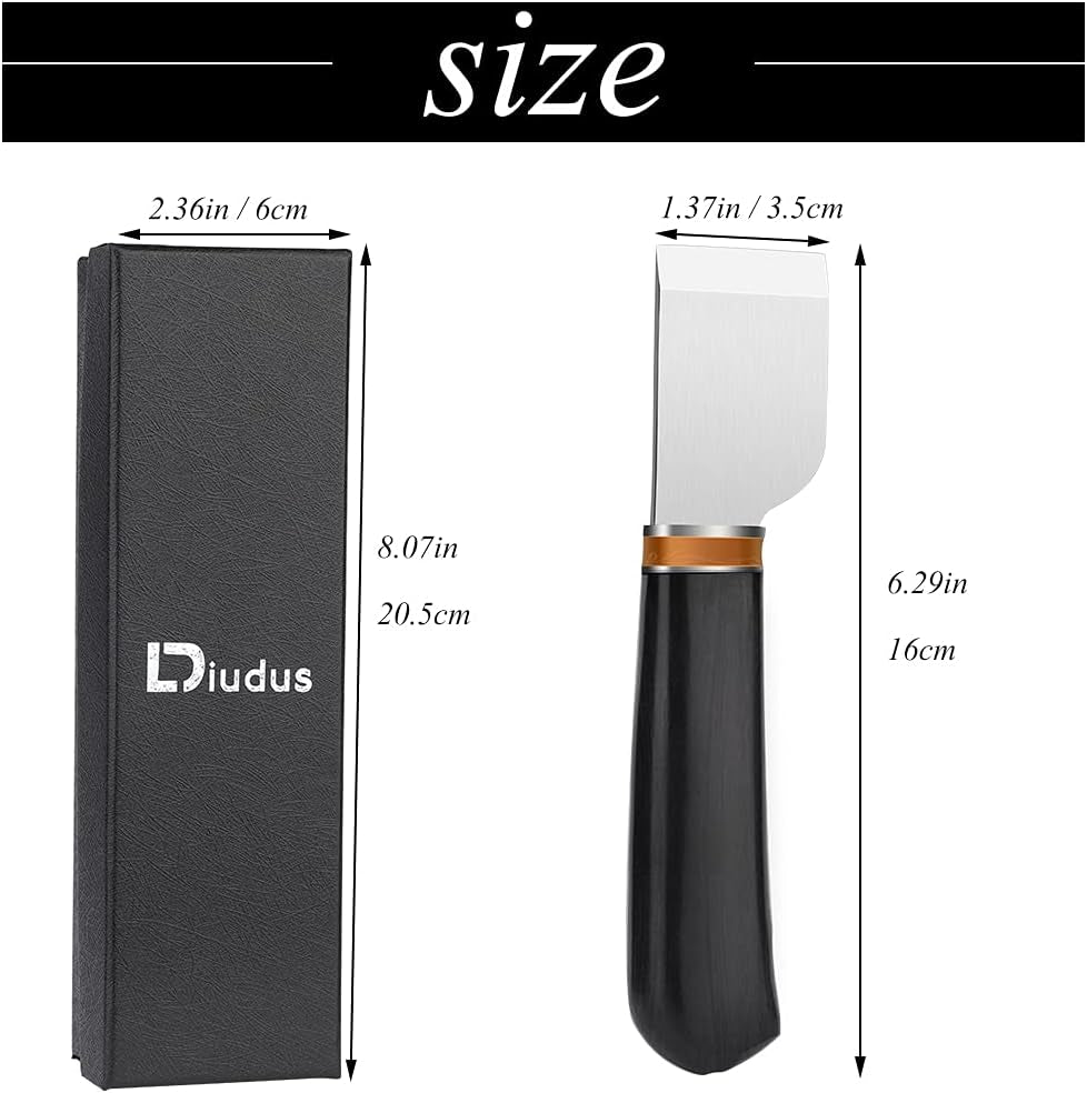 Leather Cutting Knife, Leather Skiving Knife with Wooden Handle Exquisite Package, Leatherworking Craft Cutting Hand Tool