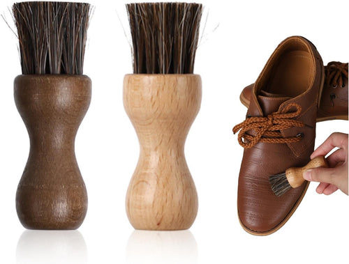 2 Packs Show Polish Applicator Horsehair Shoe Brush Set Horse Hair Applicator Brushes for Leather Shoe Care Shine Polish Tools for Boots Clean Brush for Shoes