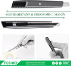 Utility Knife Retractable with 10PCS Snap off Blades, Stainless Steel Shell with Non-Slip Handle Box Cutter for Cardboard, Boxes and Cartons
