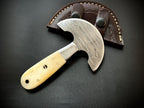 Handmade Damascus Steel round Head Leather Cutting Knife | Bone Handle - Premium Craftsmanship for Precision Cuts | Durability (Qd10-Bone)