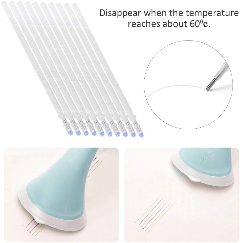 100Pcs Heat Erasable Fabric Pens, Heat Pens White High Temperature Disappearing Pen Fabric Clothes Marker Pen for Leather Fabric Quilting and Dressmaker