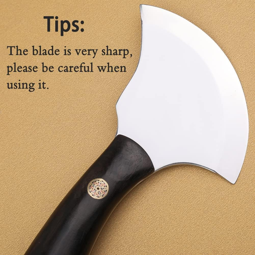 Leather Bevel Head Cutting Knife Black Wooden Handle, Craft Skiving Knife, Leather Working Tools for DIY Leathercraft Forging Cutting