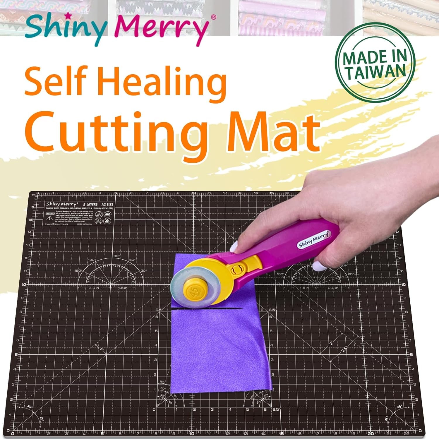 A2 Cutting Mat around 18" X 24", Self Healing Double Sided 5-Ply Mat for Crafts, Fabric, Sewing, Quilting, Workbench, Scrapbooking, Projects - Black/Gray
