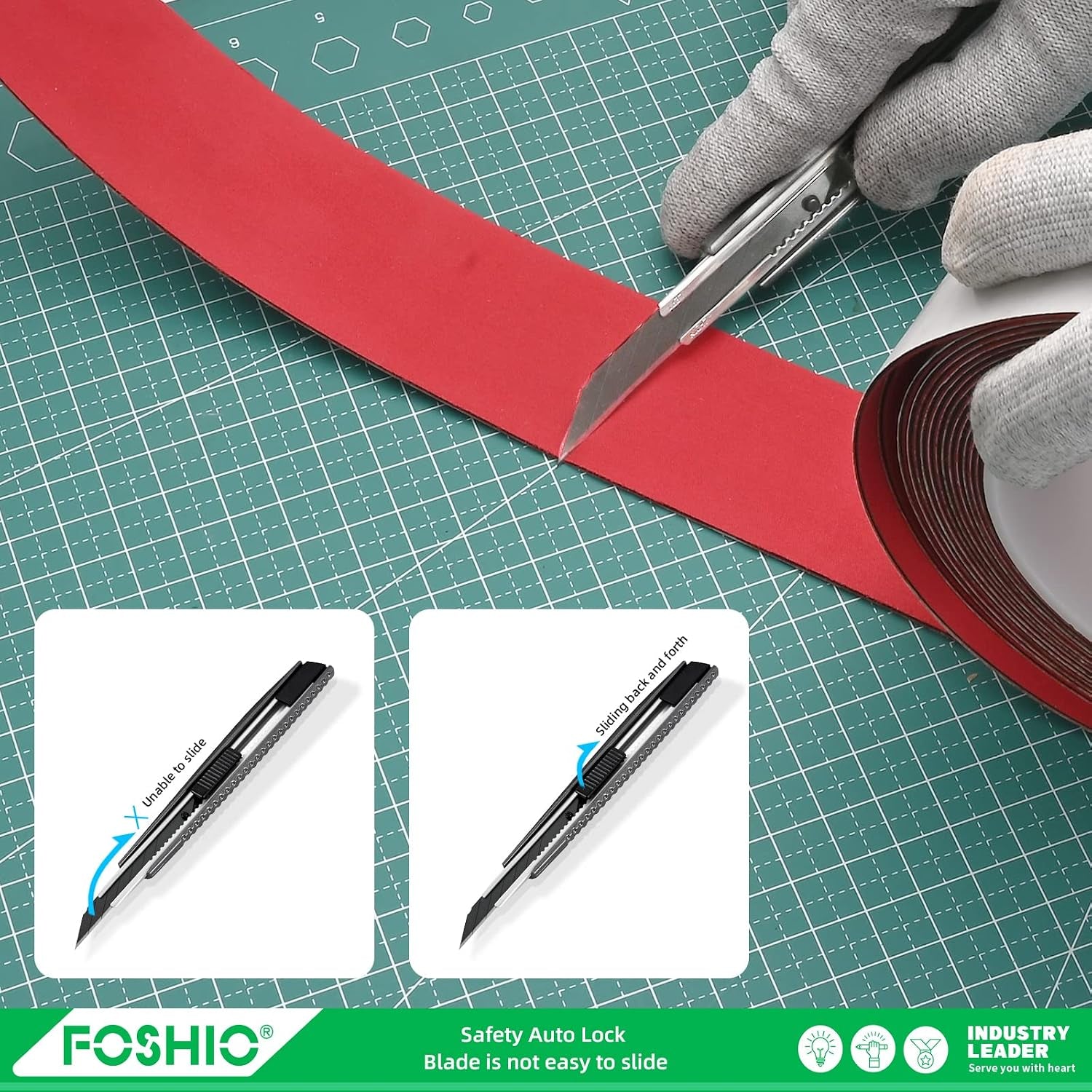 Utility Knife Retractable with 10PCS Snap off Blades, Stainless Steel Shell with Non-Slip Handle Box Cutter for Cardboard, Boxes and Cartons