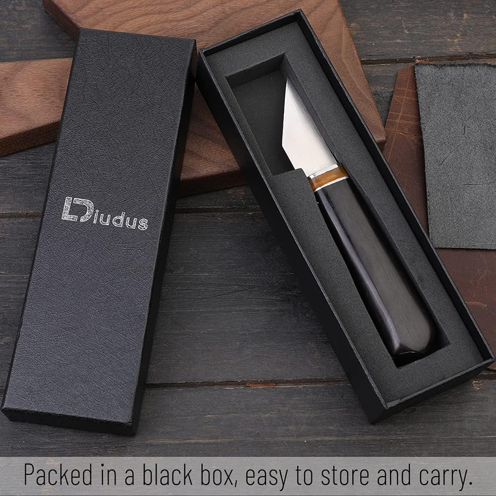 Leather Skiving Knife, Pointed Skiving Cutting Knife with Wooden Handle, Leather Skiver - with Exquisite Package for DIY Leathercraft